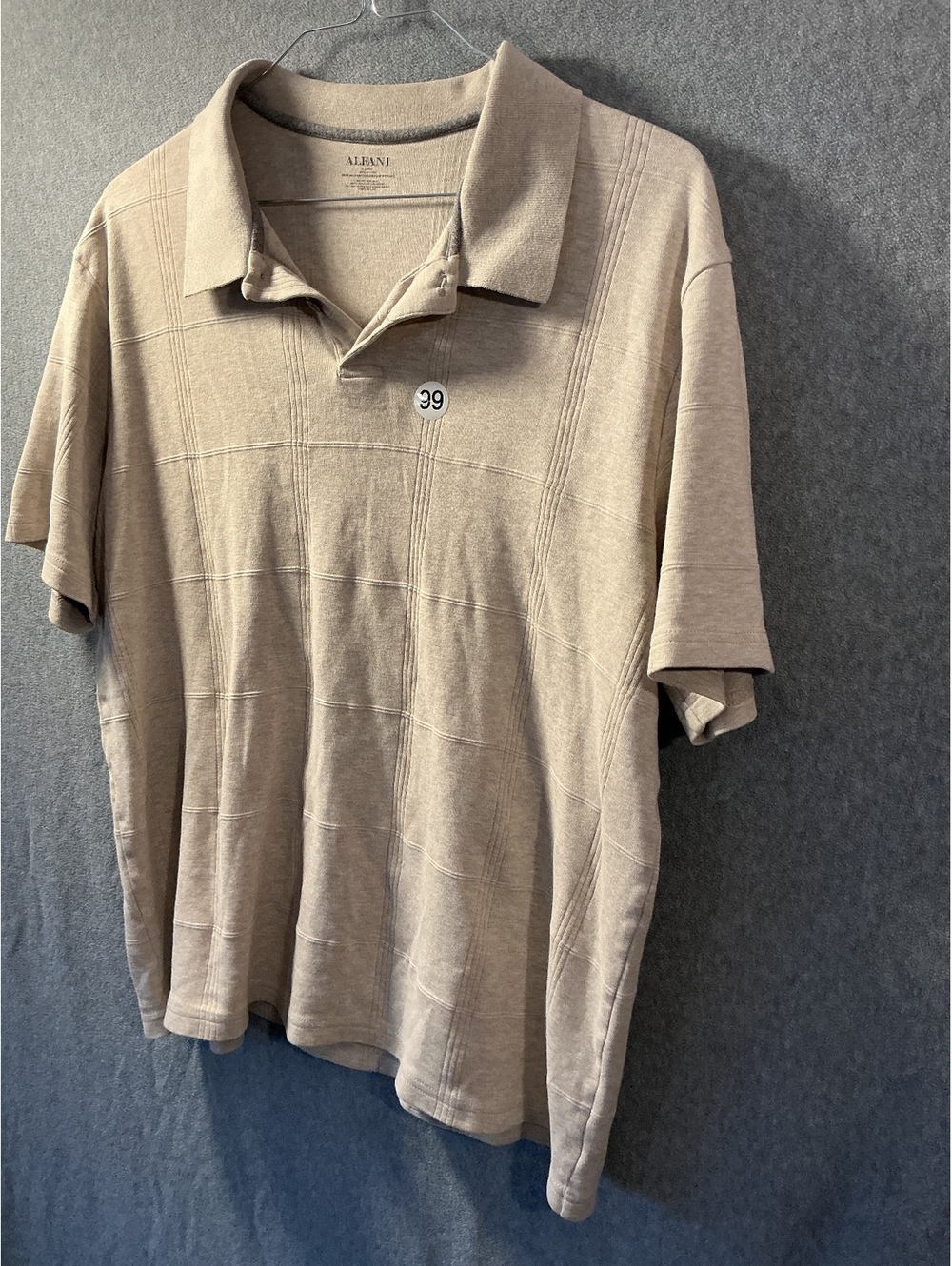 Alfani Taupe Short Sleeve Polo Shirt Large